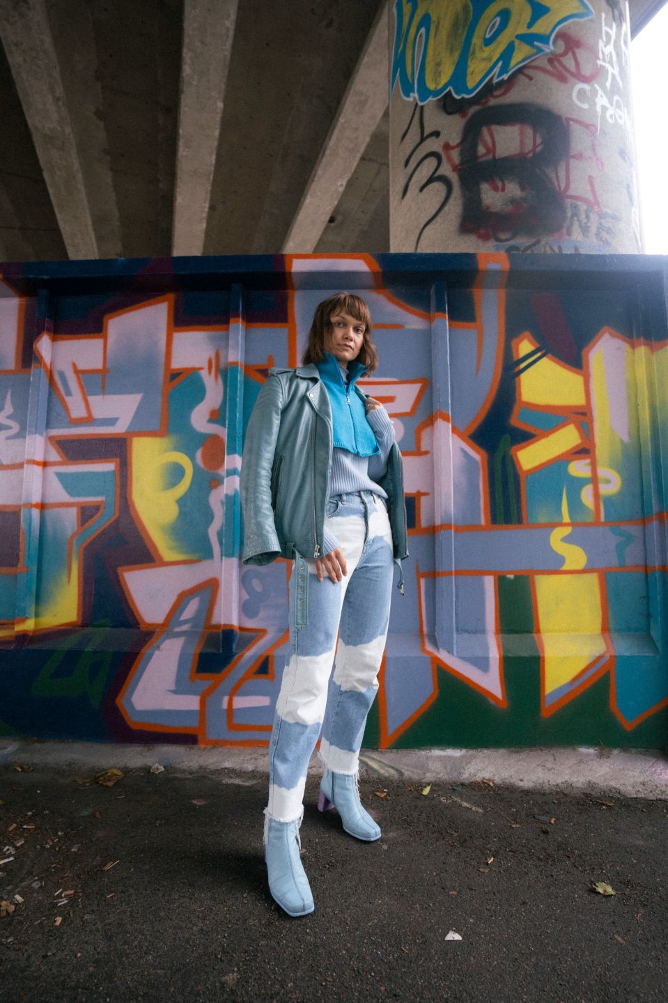 Ami merino full-zip bib azure blue