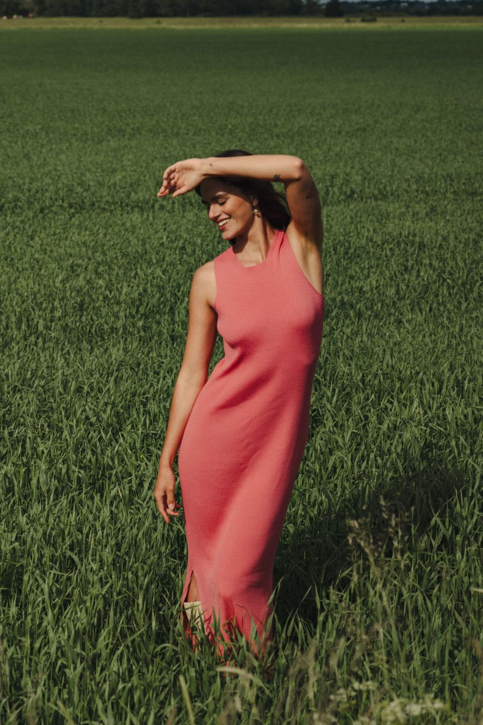 Eva tencel-merino dress pink