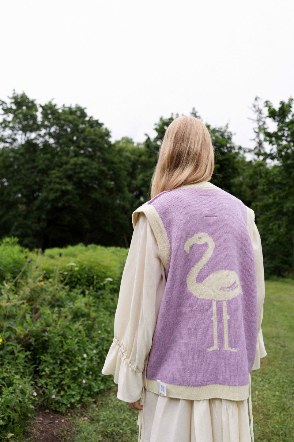 Flamingo reversible merino cardigan vest violet