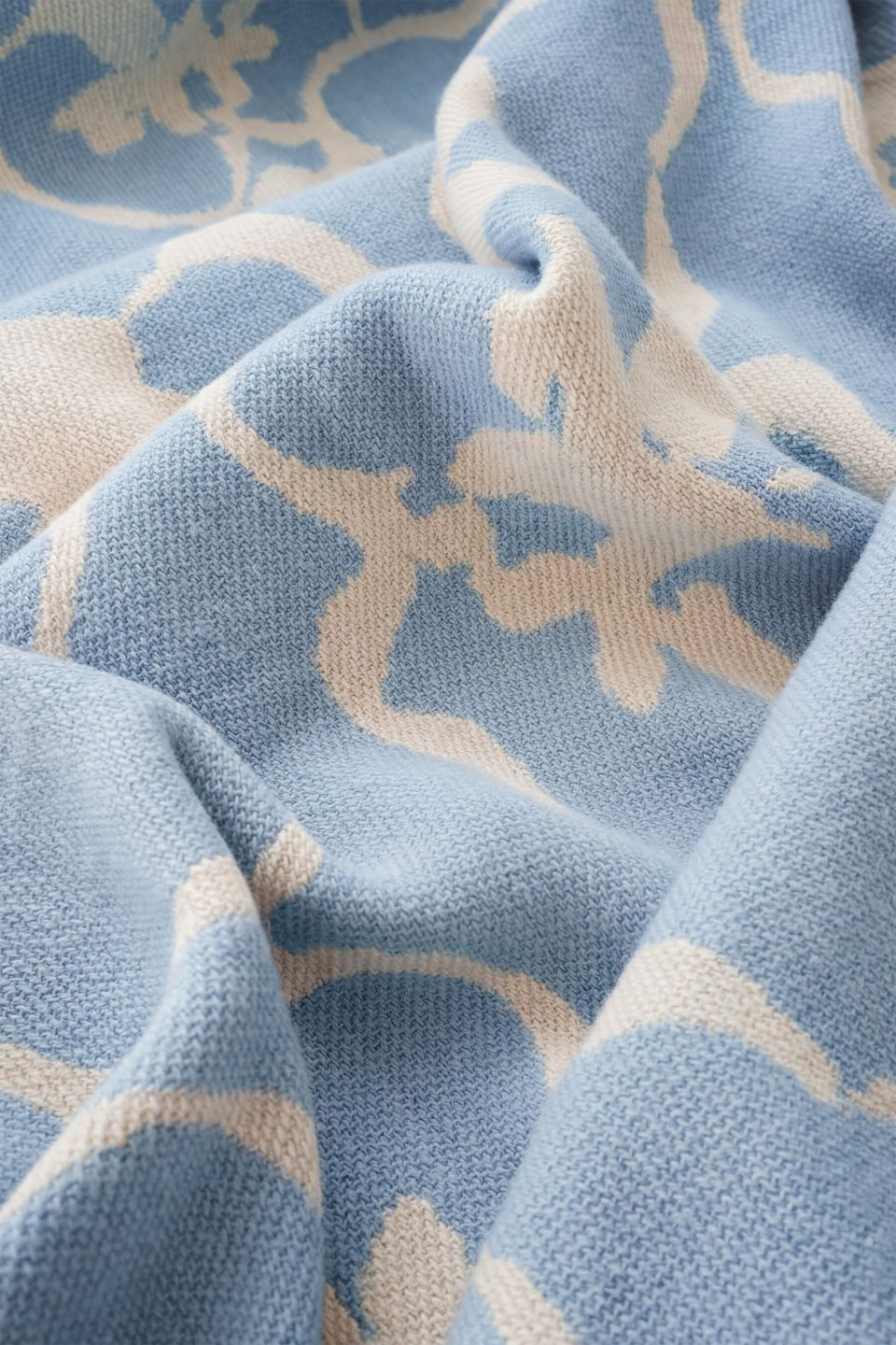 Flora cotton throw light blue