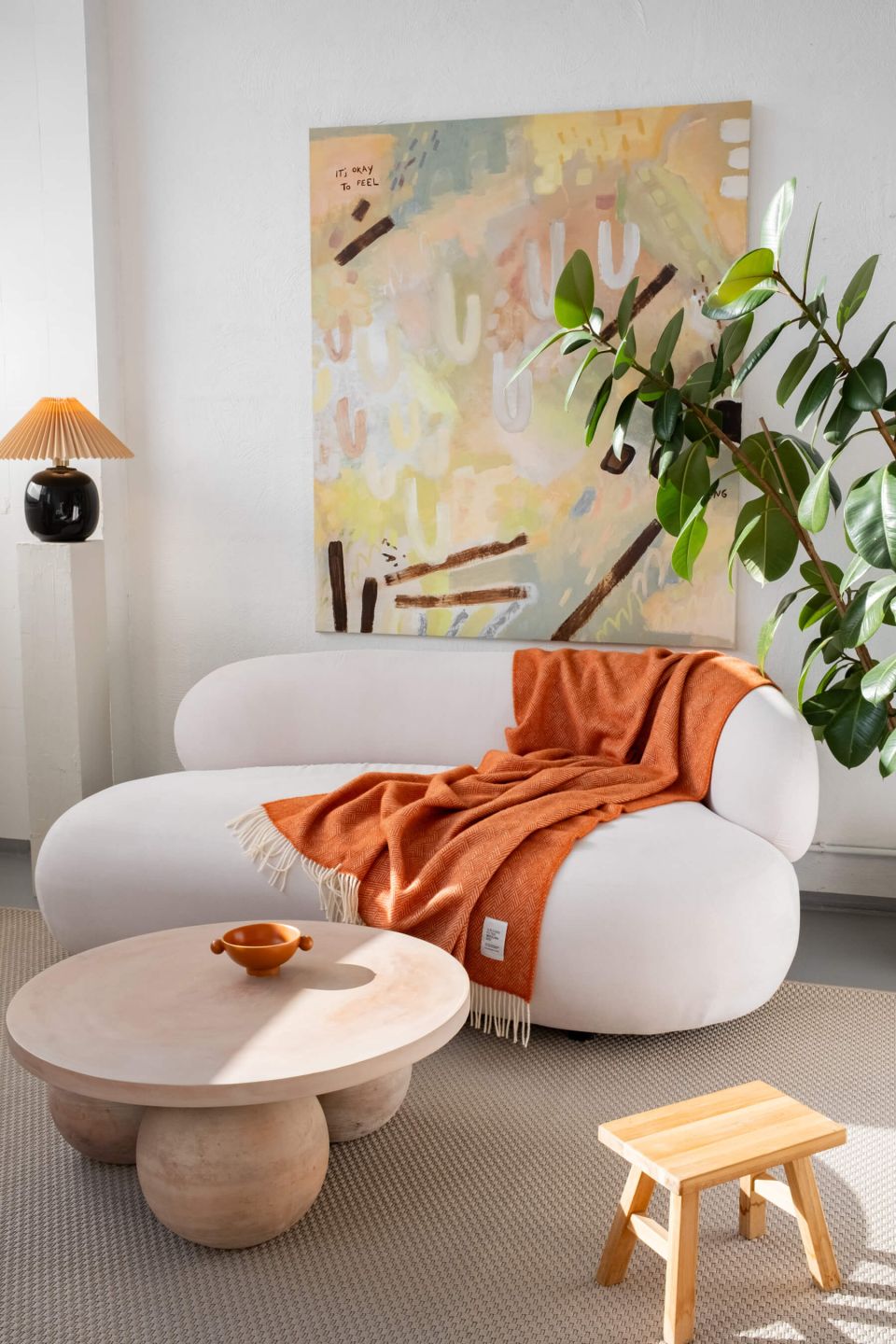 Hera wool throw  terracotta orange