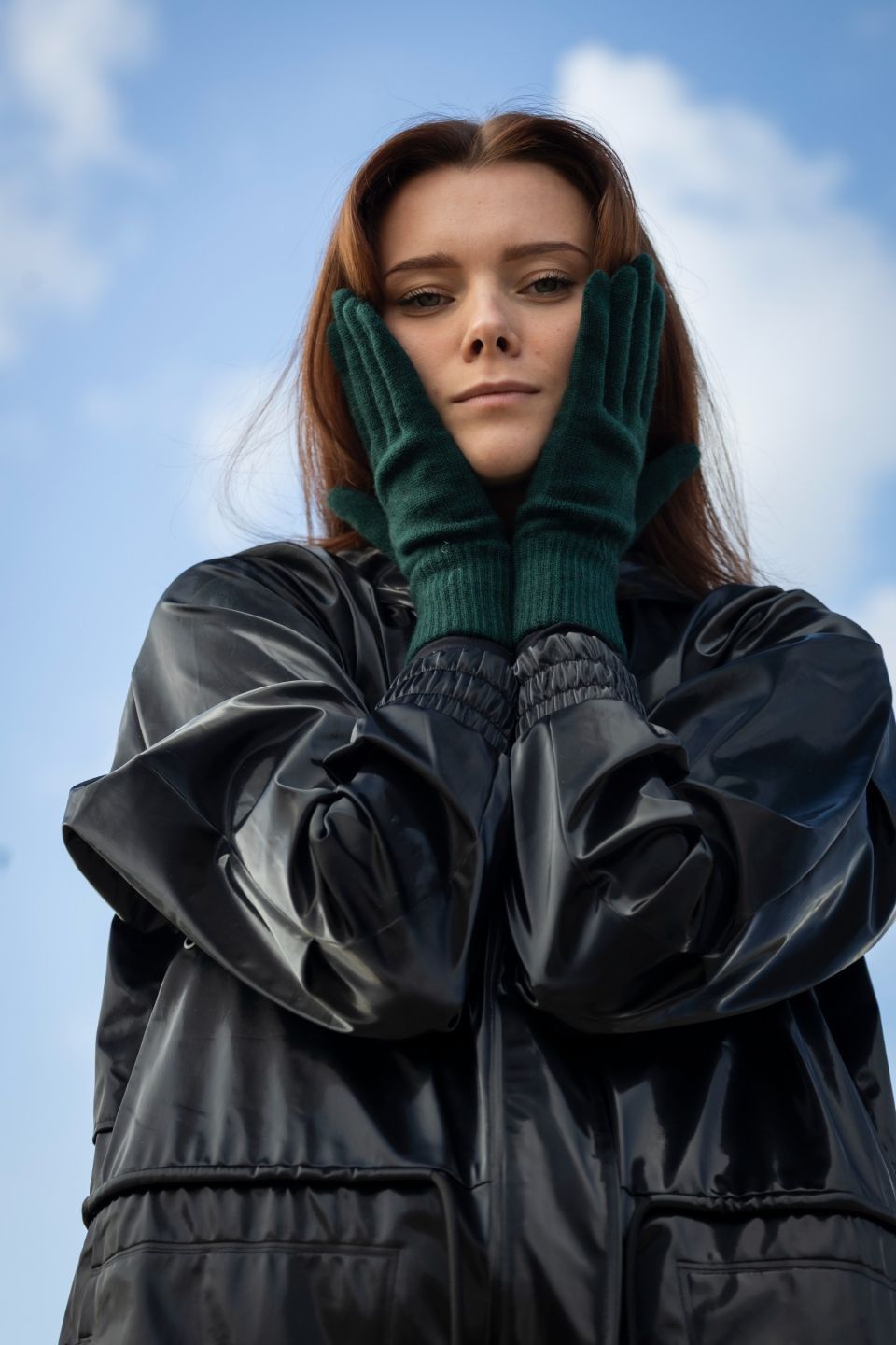 Iki merino gloves emerald green