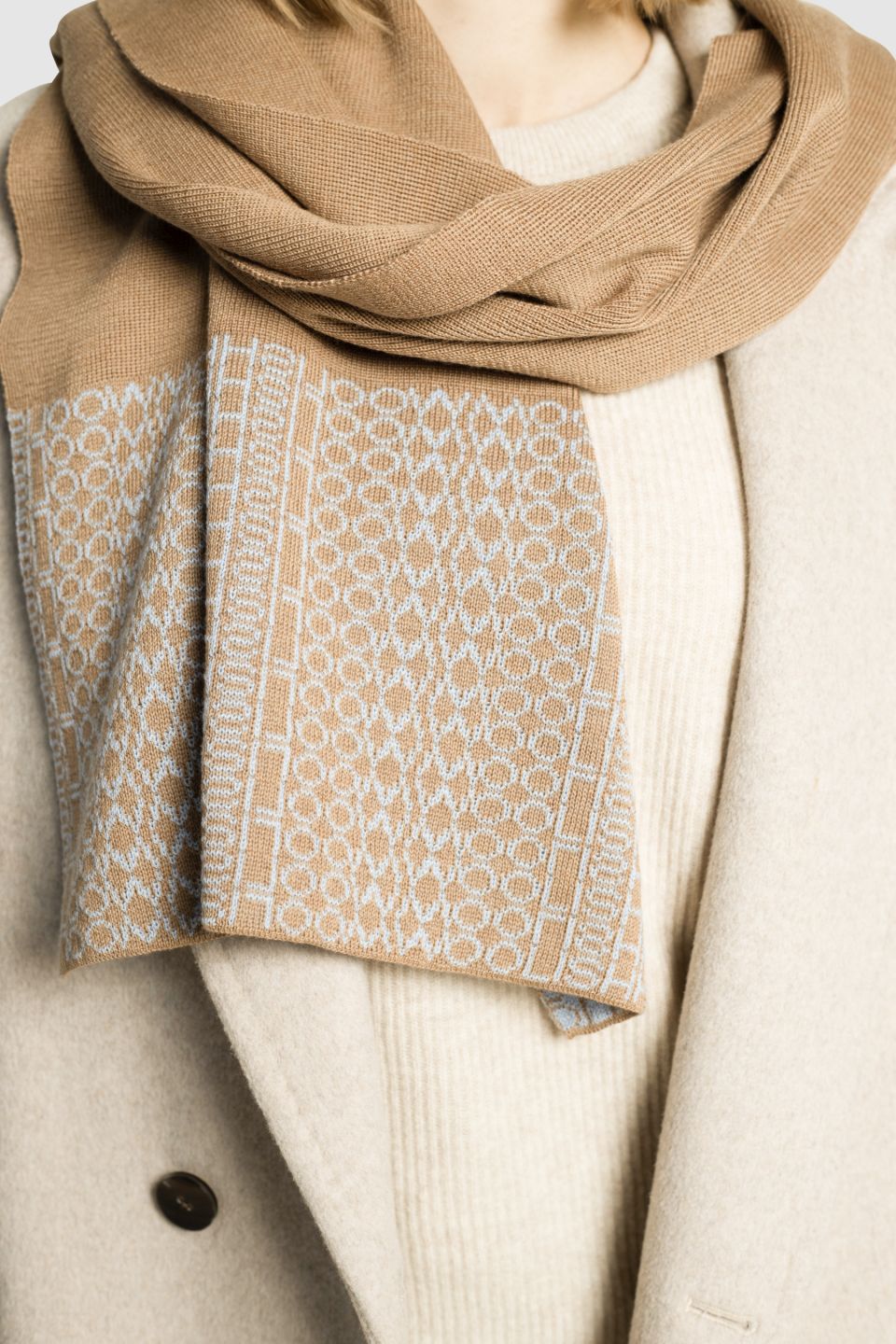 Iki merino scarf beige / light blue