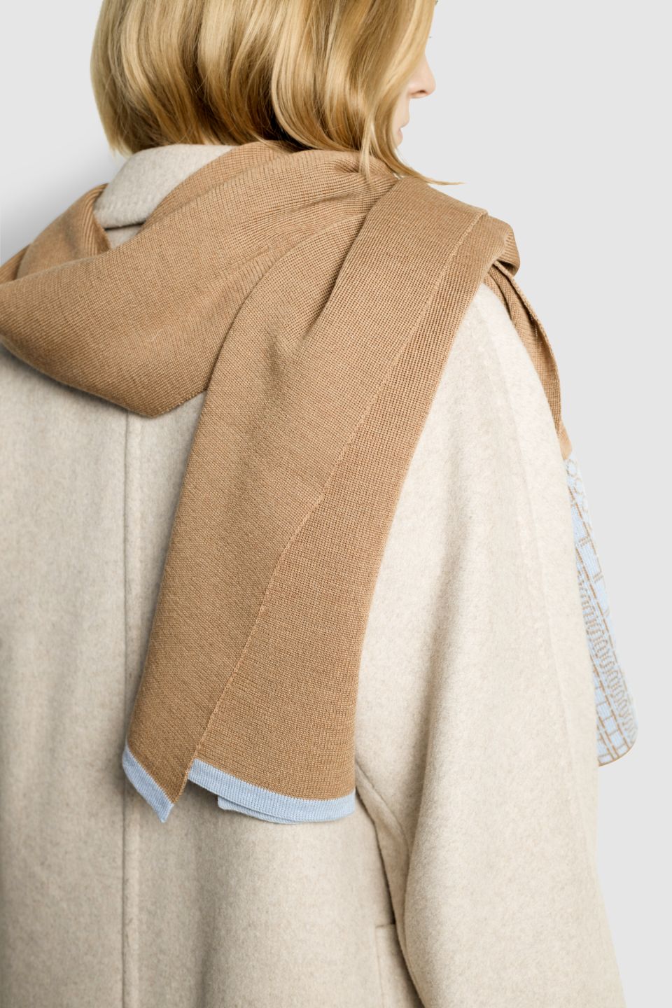 Iki merino scarf beige / light blue