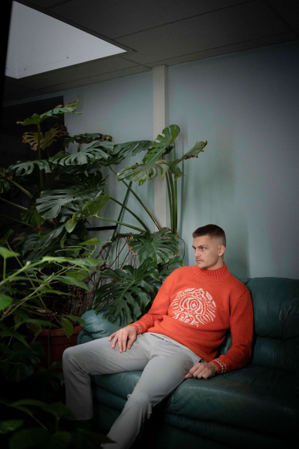 Inkblot ornament merino sweater orange