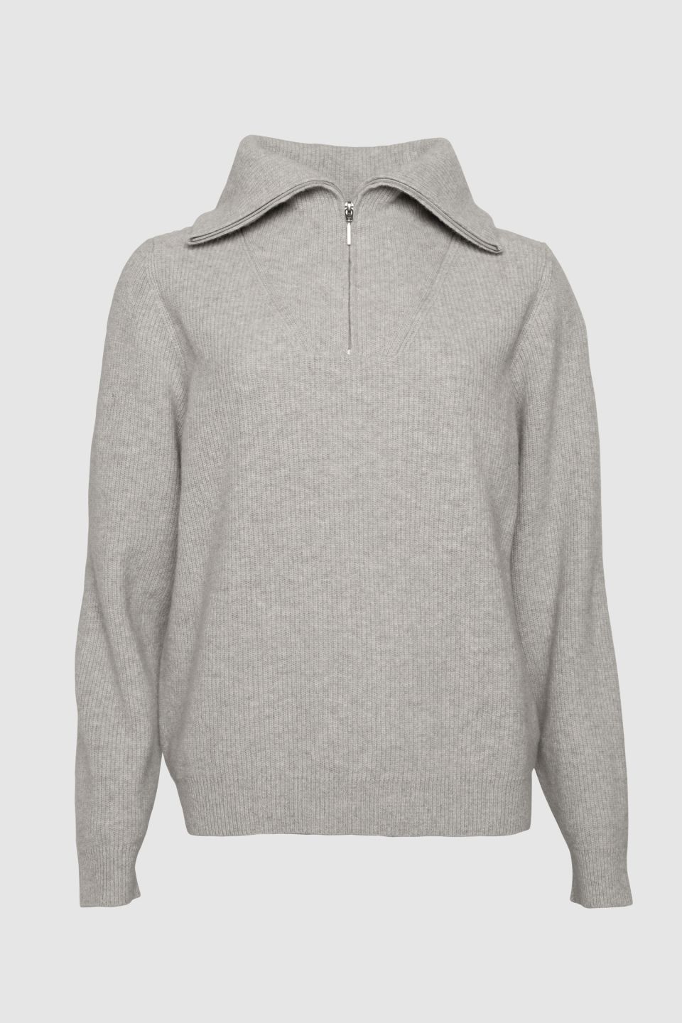 Kea zipper merino sweater light grey