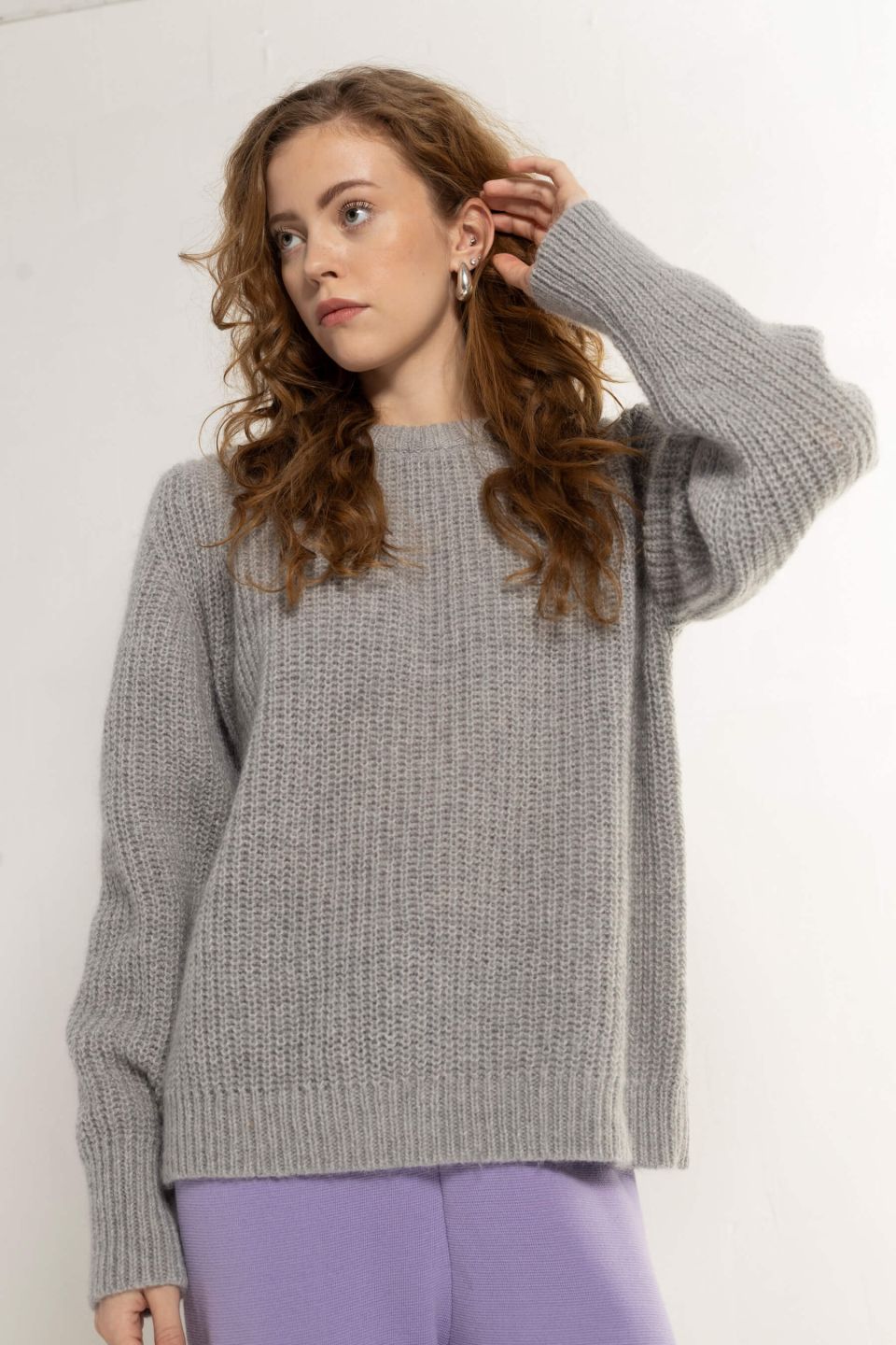 Lola Recycled Wool & Mohair Sweater Grey