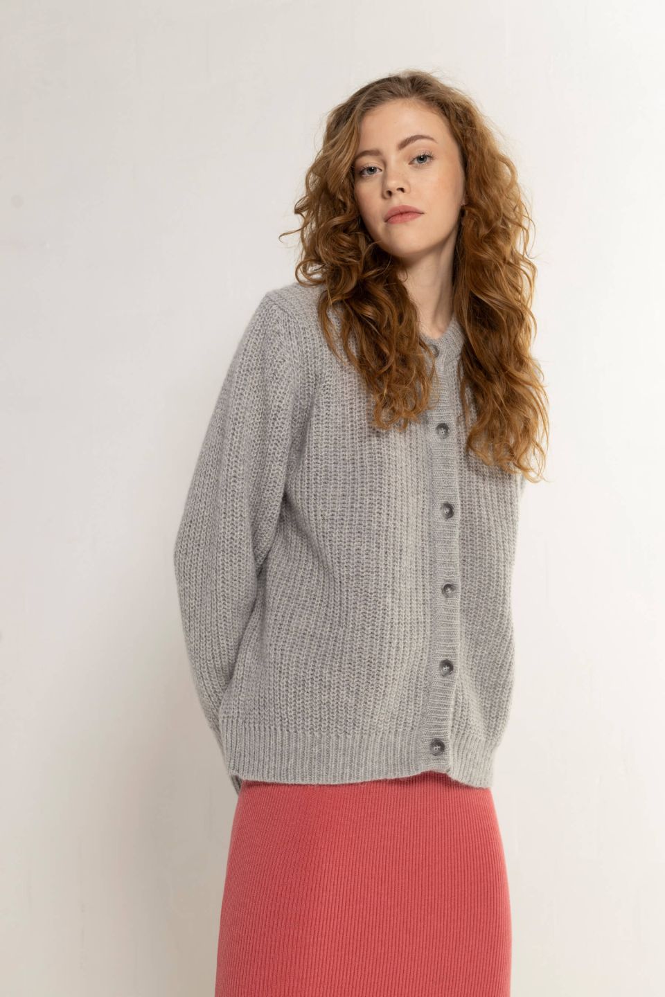 Lola Recycled Wool & Mohair Cardigan Grey