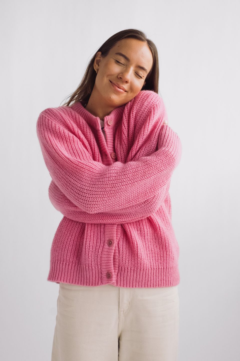 Lola Recycled Wool & Mohair Cardigan Pink