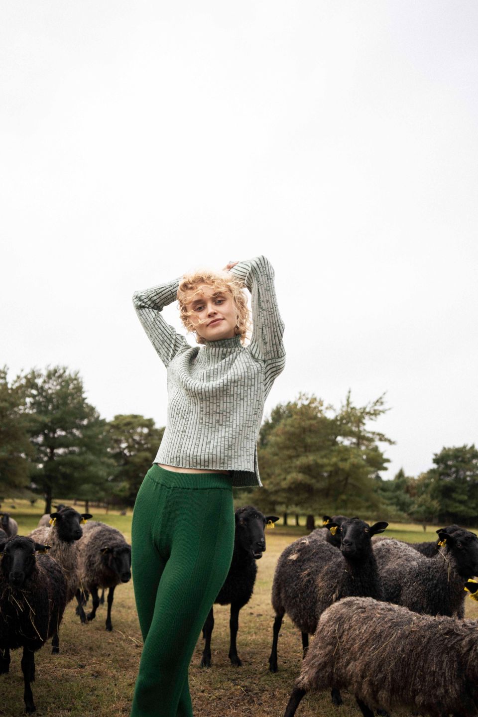 Maiko merino cropped jumper forest green