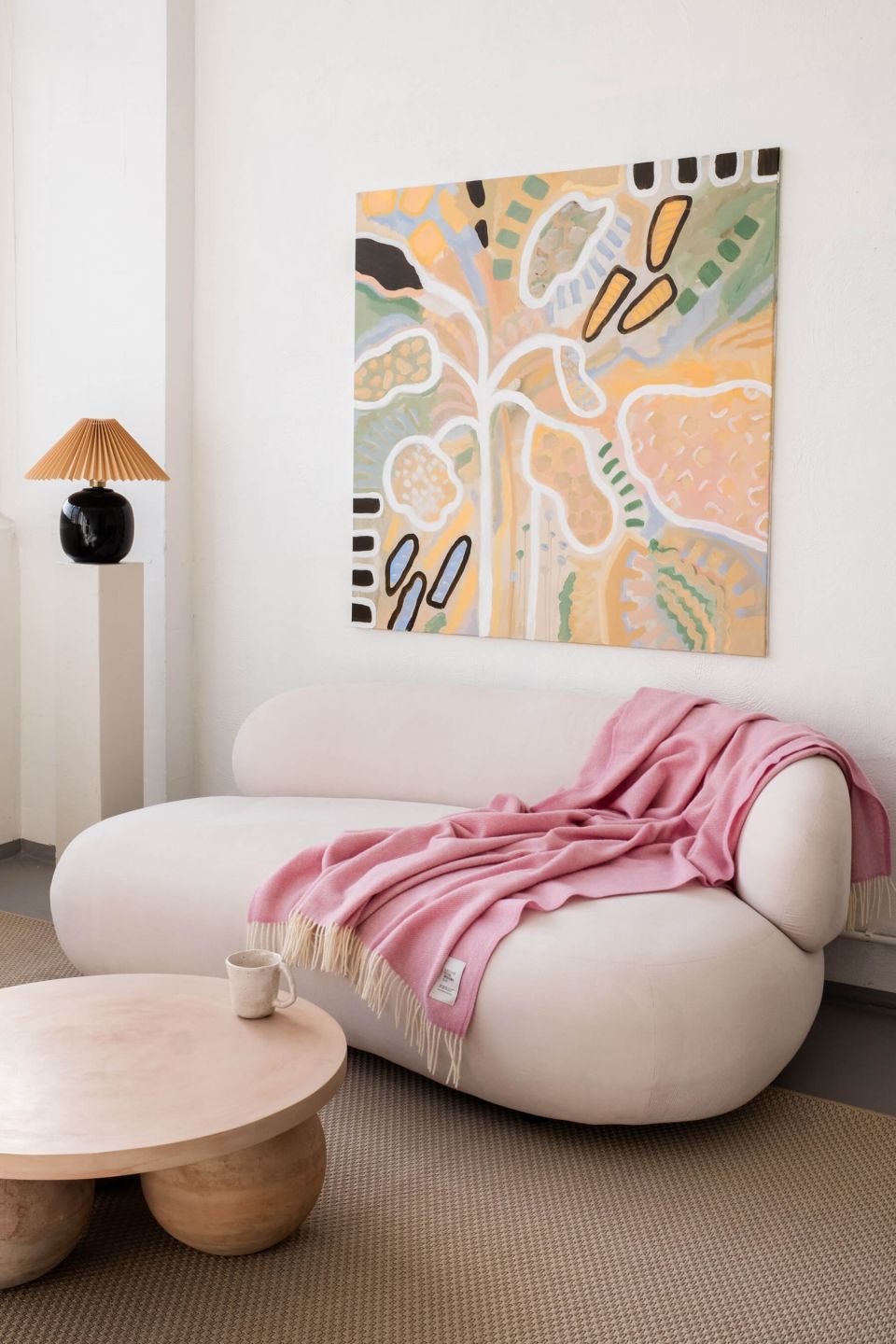 Mira wool throw pink