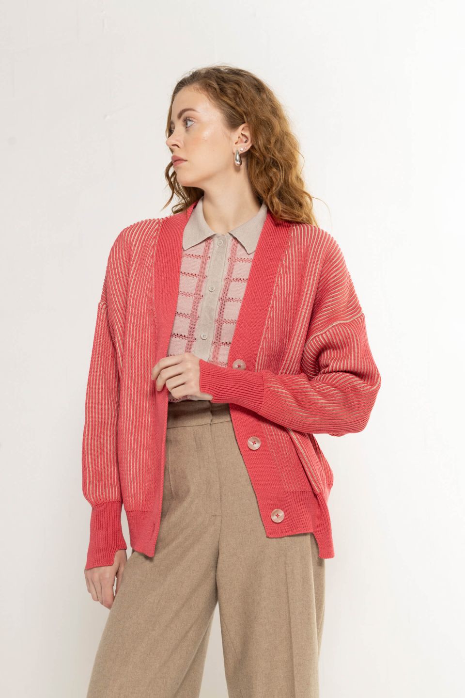 Eva merino cardigan pink