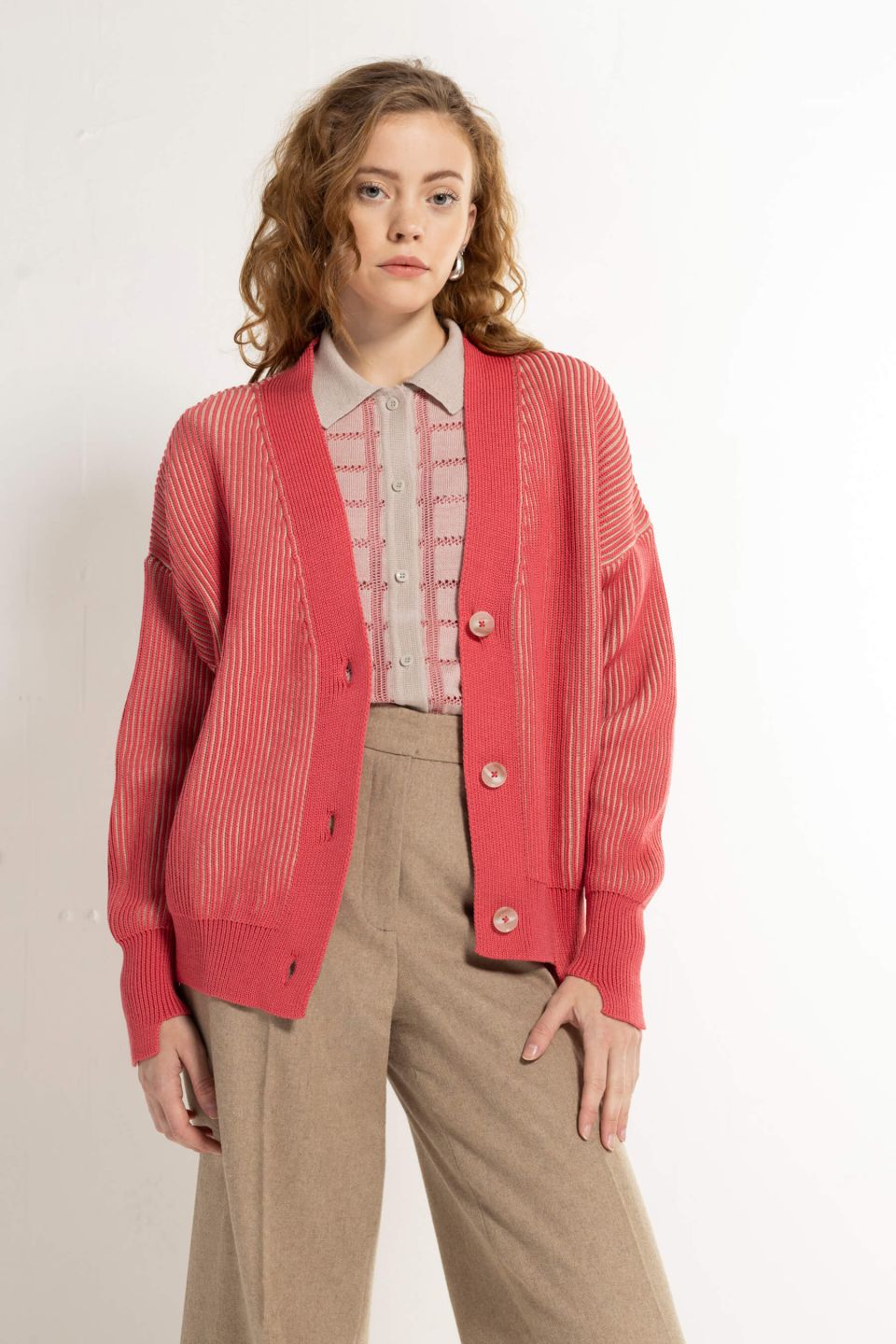 Eva merino cardigan pink