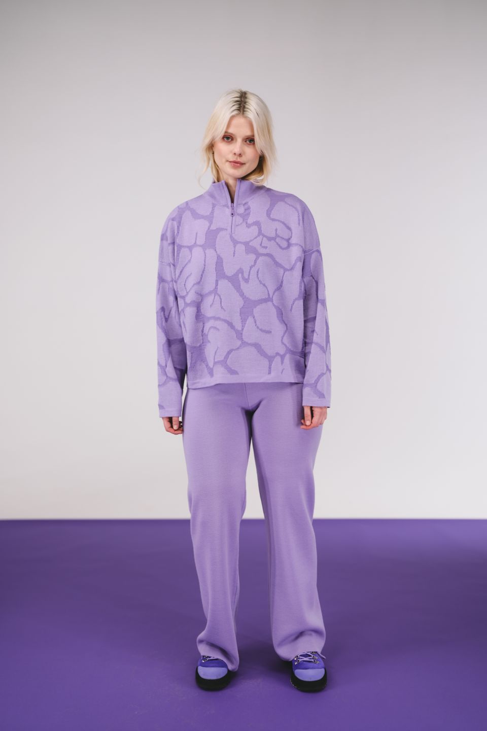 Aura merino zipped sweater violet