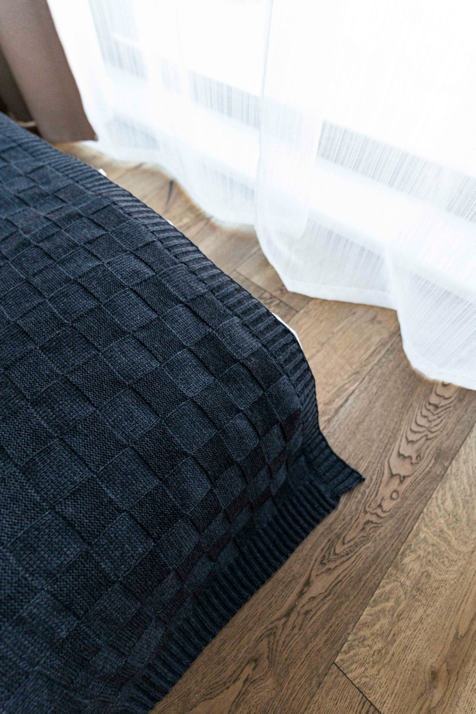 Square merino throw charcoal grey