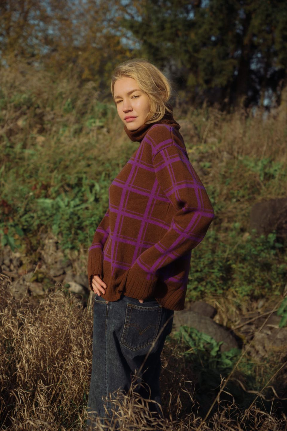 Sato merino turtleneck sweater brown