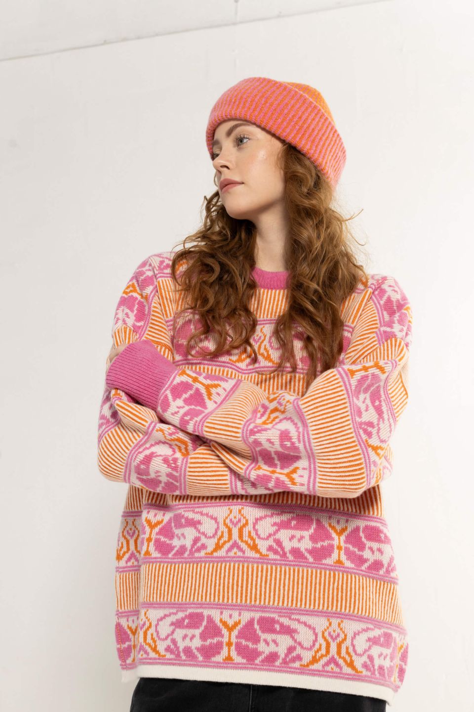 Shrimp merino sweater pink