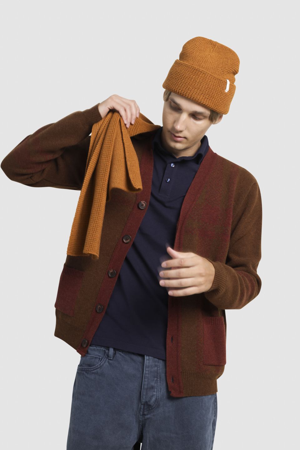 Waffle merino scarf golden oak