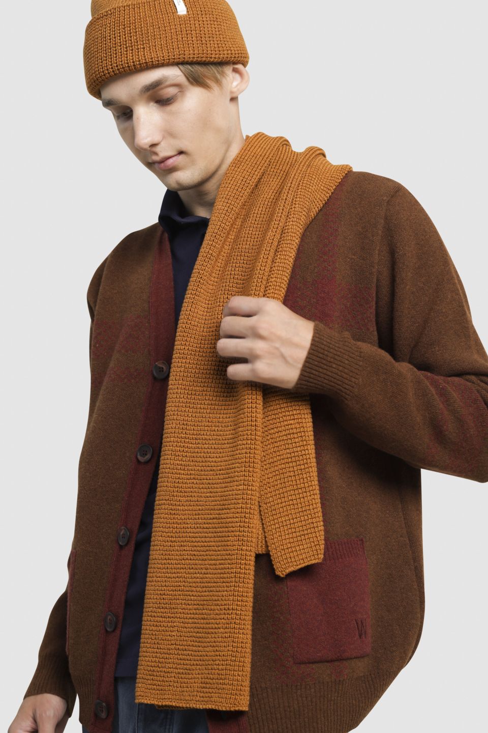 Waffle merino scarf golden oak