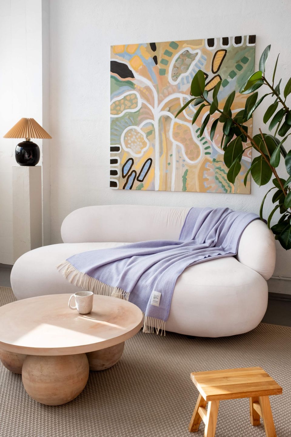 Mira wool throw lavender blue