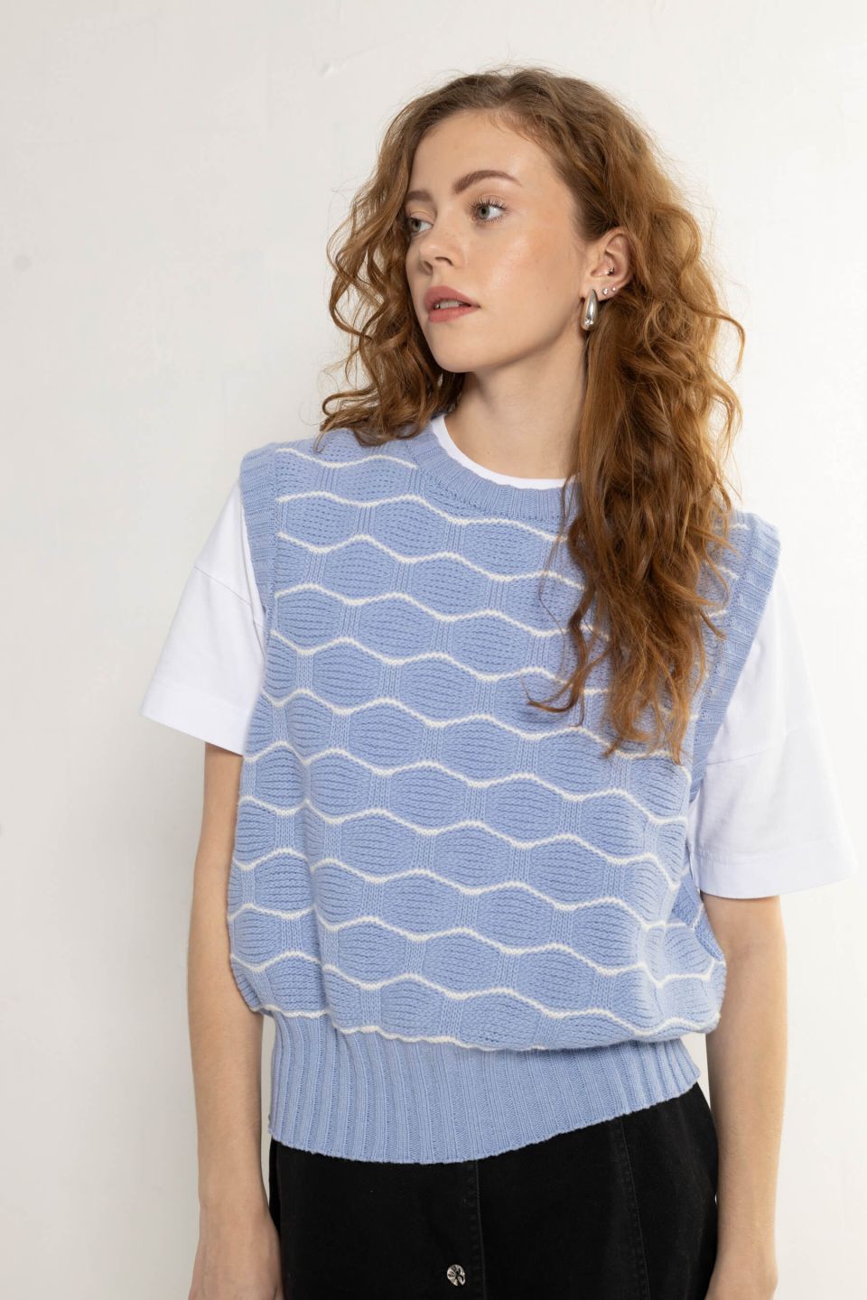 Nami merino vest light blue