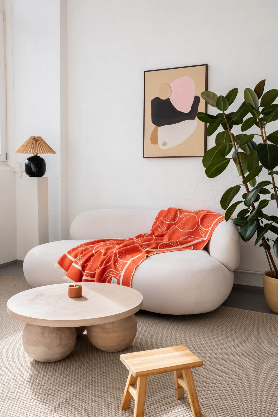 Yuna cotton throw orange