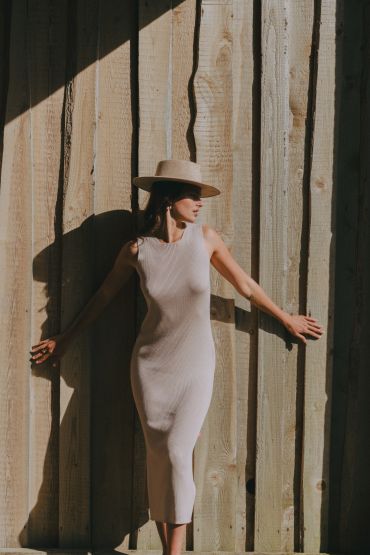 Eva tencel-merino dress beige