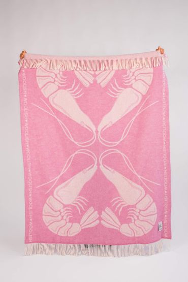 Shrimp Love wool throw pink Woolish